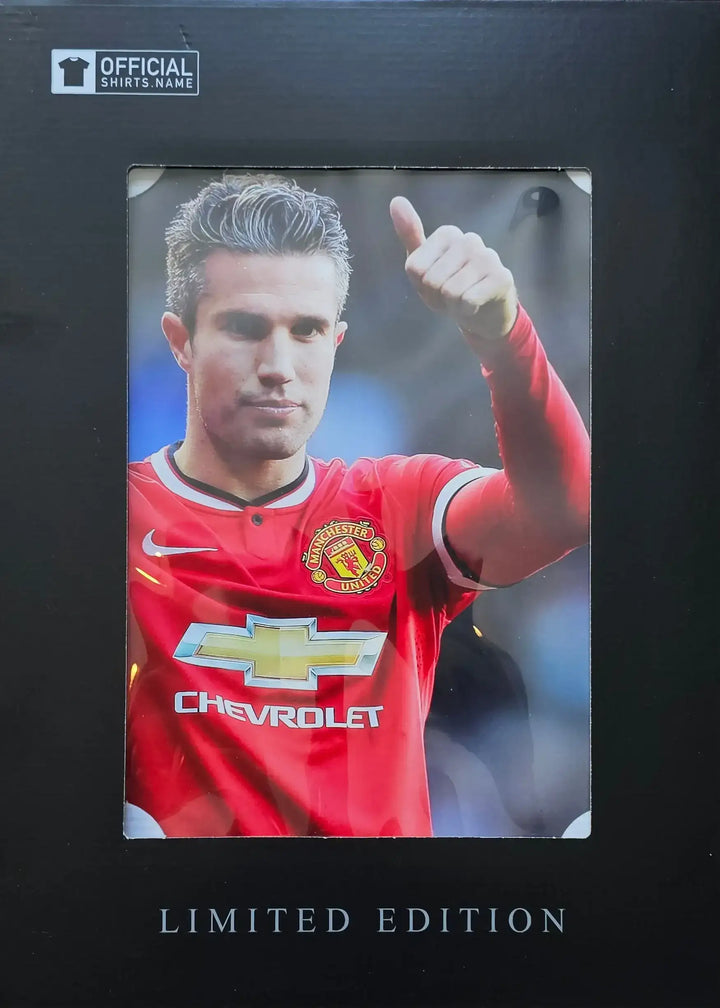 Robin van Persie in red Manchester United shirt with Chevrolet logo and Limited Edition label.