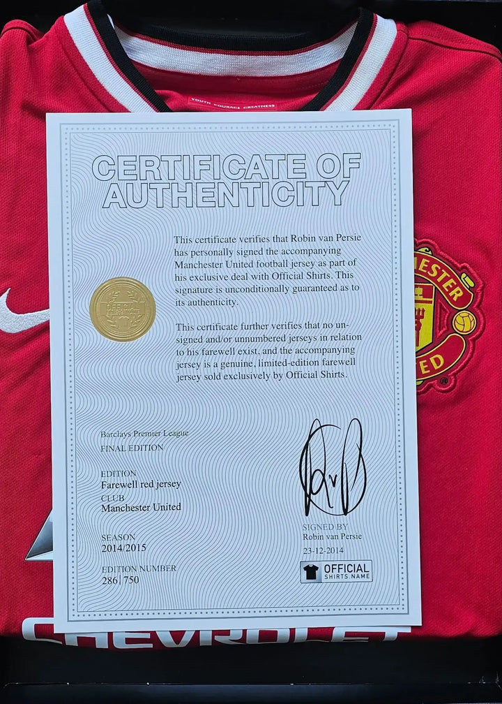 Certificate of Authenticity for Robin van Persie&