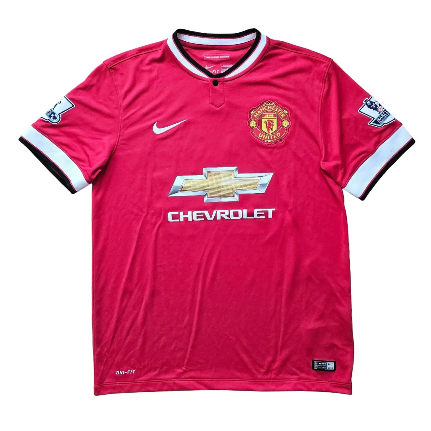 Manchester United shirt in red featuring Chevrolet logo and Nike branding.