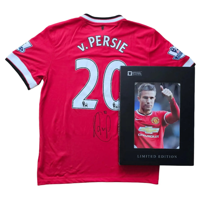 Red Manchester United shirt featuring player name &