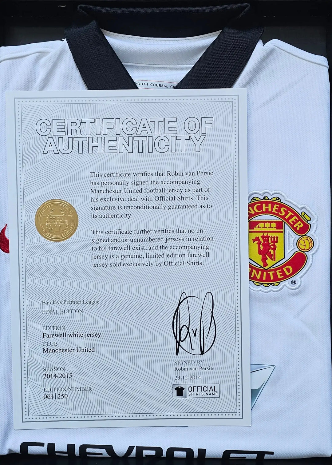 Robin van Persie 20 Manchester United Signed Farewell White | Limited Edition