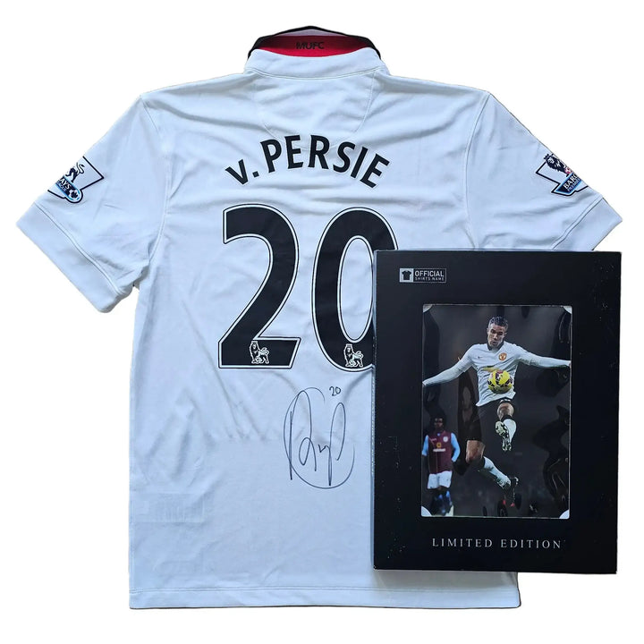 White Manchester United shirt featuring player name &