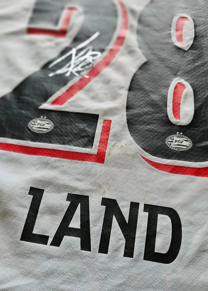 Tygo Land 28 PSV Signed Football Shirt 2025-26 | Match-Worn