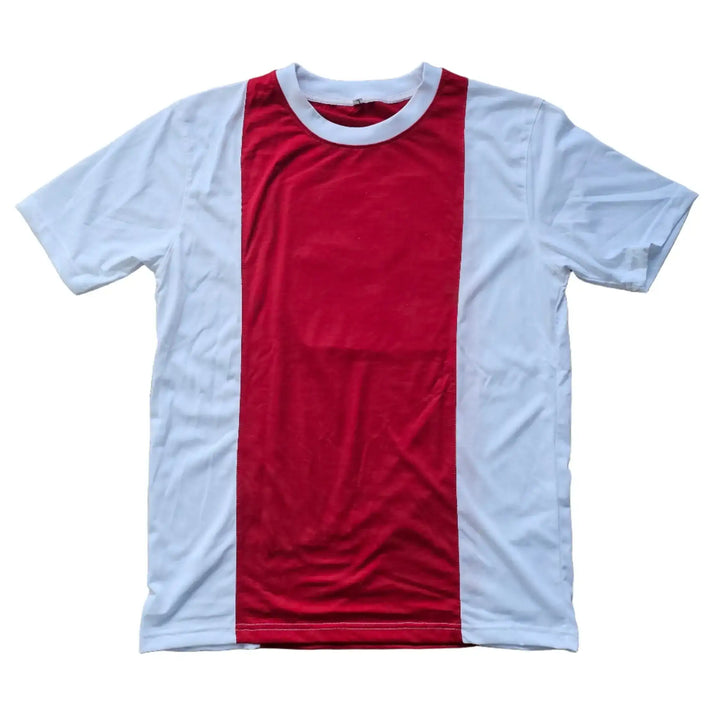 AFC Ajax jersey featuring red and white colors, with no visible signature or branding.