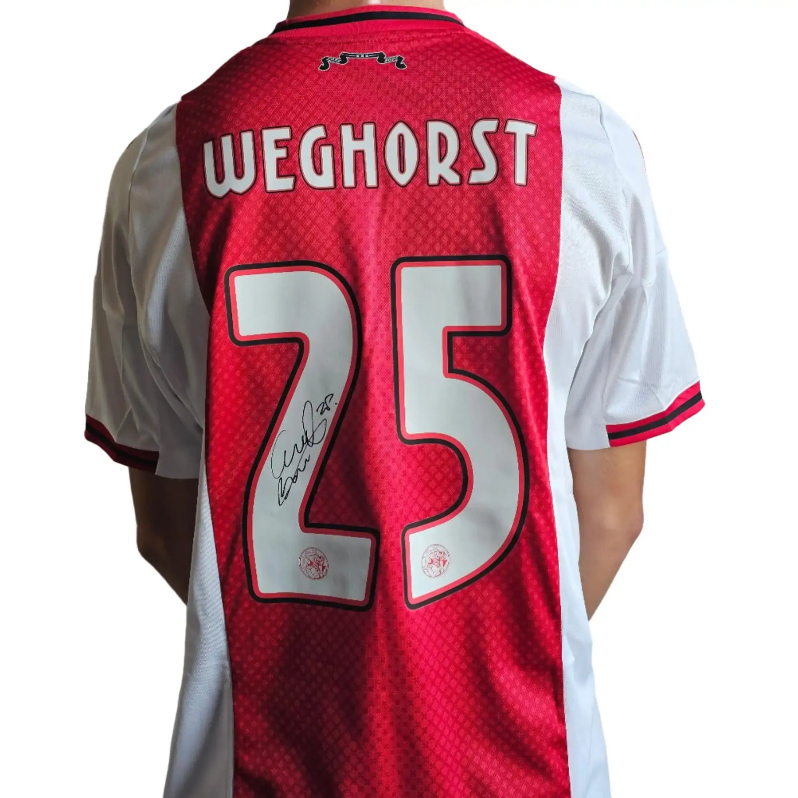 Ajax jersey featuring Weghorst, No. 25, with a visible signature on the back.