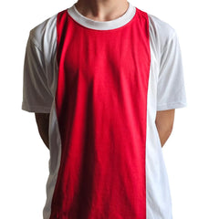 Red and white Ajax football shirt featuring the number 15 on the back.