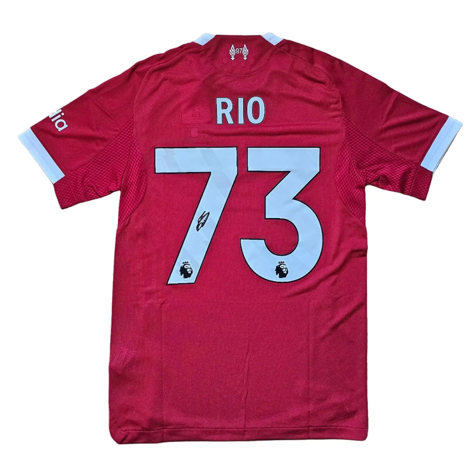 Back view featuring player name Rio and No. 73 with a signature detail.