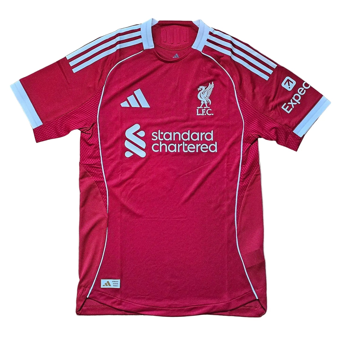 Back view showing L.F.C. crest, standard chartered sponsor, and adidas branding.