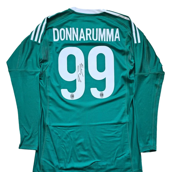 Back view featuring Donnarumma, No. 99, alongside a visible signature.