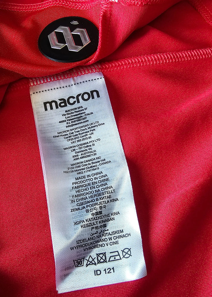 Label detail showing care instructions and manufacturer &