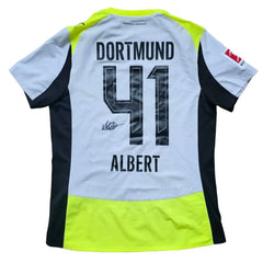 Back view showing No. 41, name 'ALBERT', and a visible signature on the shirt.