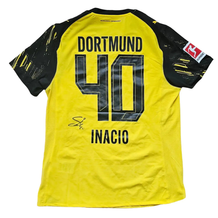 Back view of signed Borussia Dortmund football shirt showing player name INACIO and No. 40.