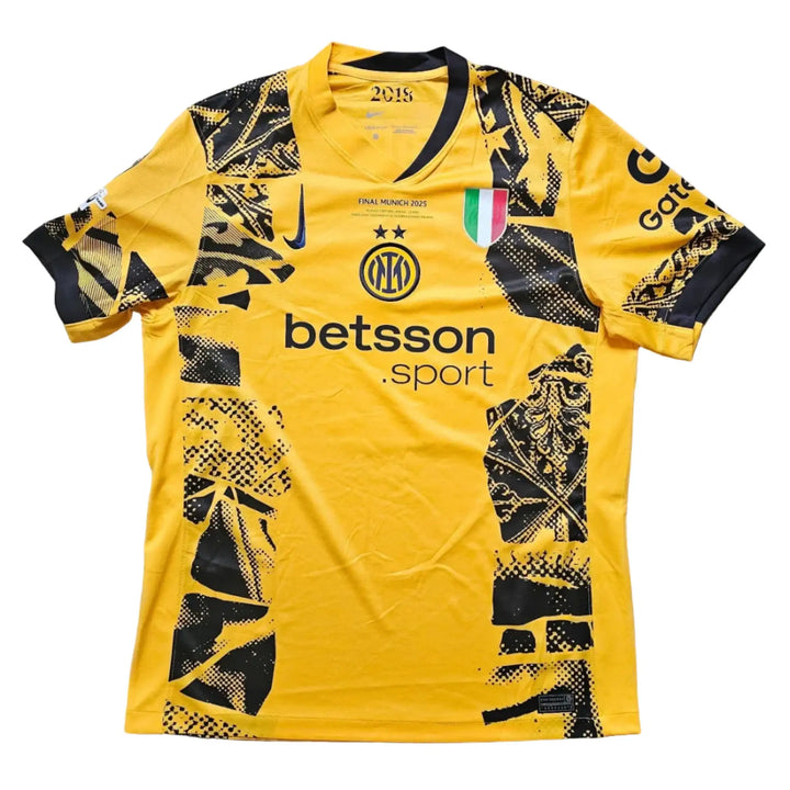 Back view showing yellow design, No. 2, Inter Milan crest, and three stars.