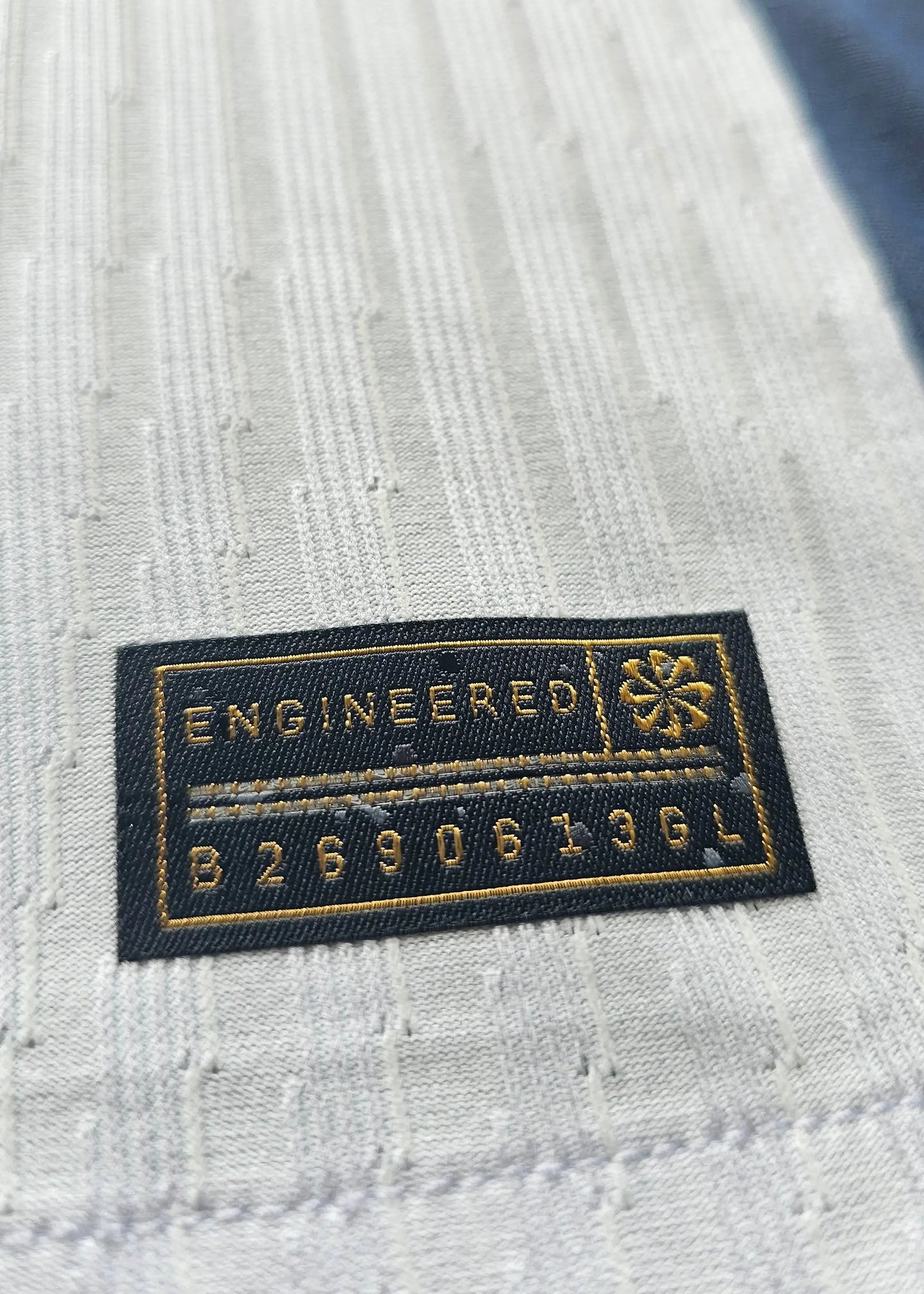 Close-up of label showing &