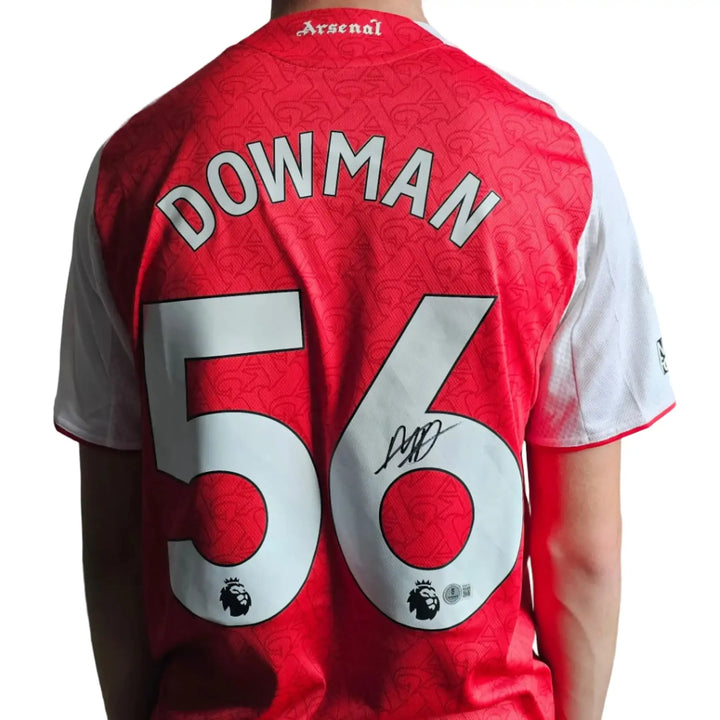 Back view showing Dowman, No. 56 with Arsenal crest and signature.