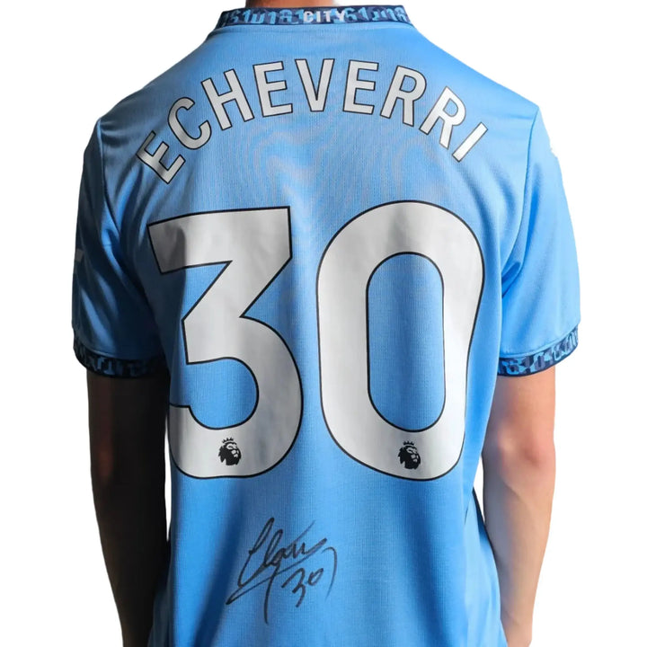 Back view featuring Echeverri, No. 30, and a visible signature.