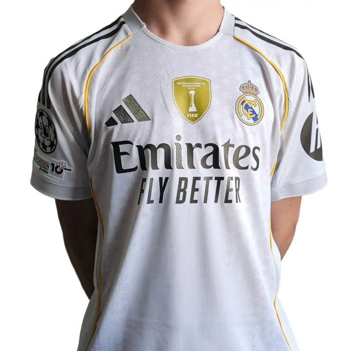 Back view showing Real Madrid crest, player name Gonzalo García, and squad number 16.