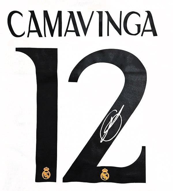 Eduardo Camavinga 12 Real Madrid 2023-2024 - Signed Soccer Shirt | Champions League Winner - Walkouts