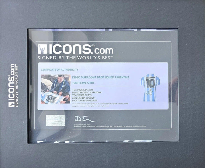 Diego Maradona 10 Argentina 1986 World Cup - Signed Soccer Shirt | Exclusive ICONS COA - Walkouts