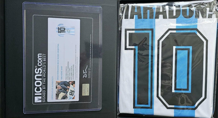 Diego Maradona 10 Argentina 1986 World Cup - Signed Soccer Shirt | Extremely Rare ICONS Certification - Walkouts