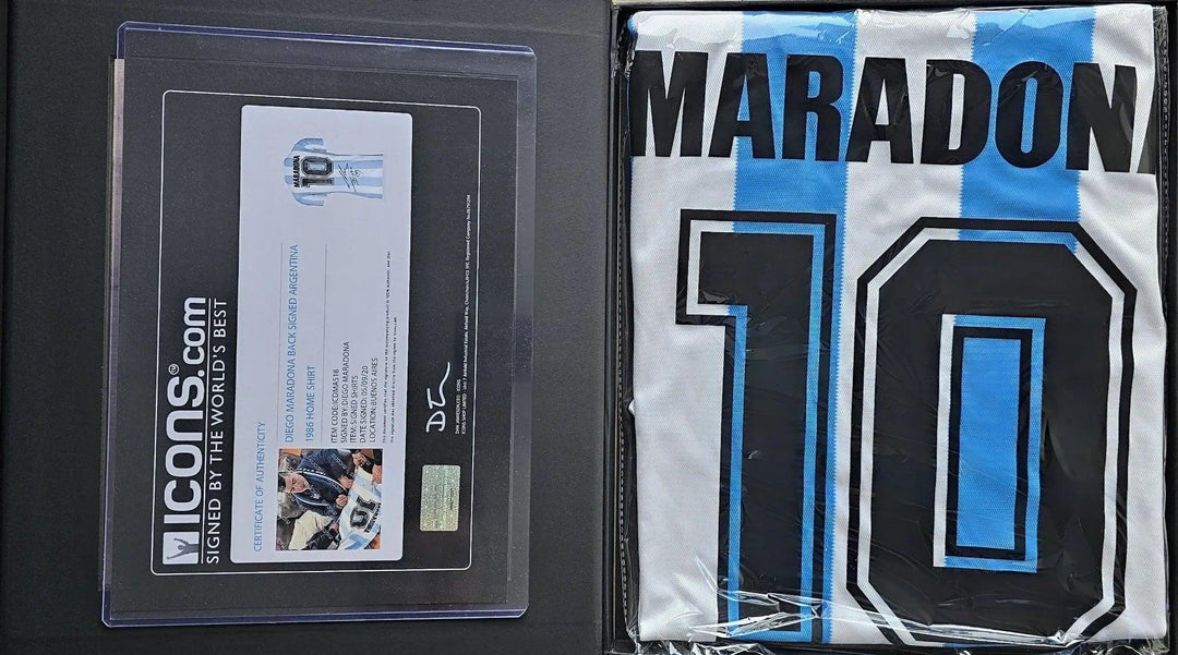 Diego Maradona 10 Argentina 1986 World Cup - Signed Soccer Shirt | Exclusive ICONS COA - Walkouts