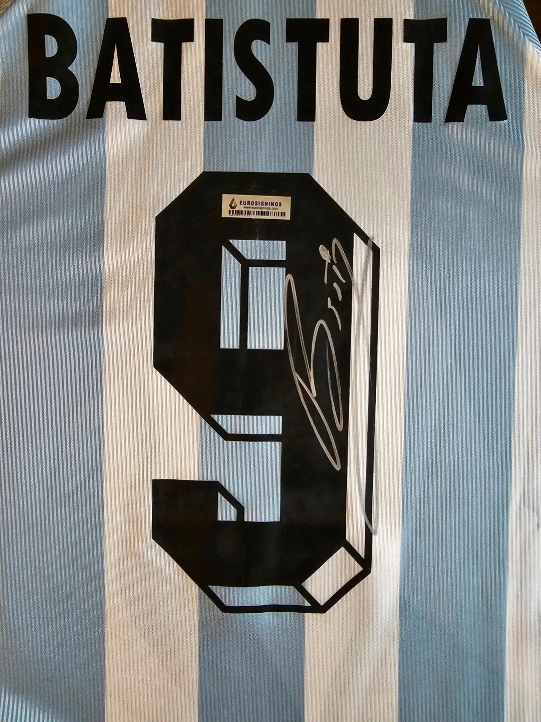 Gabriel Batistuta 9 Argentina 1998 World Cup Home - Signed Soccer Shirt | Batigol - Walkouts