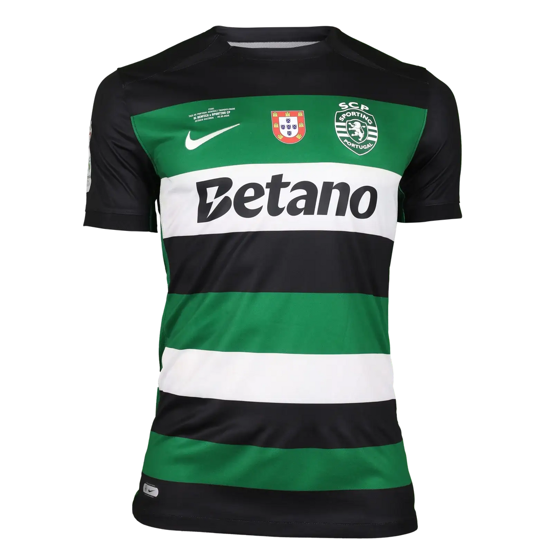 Geovany Quenda 57 Sporting CP Match-worn Shirt | 2025 Taça Cup Winner