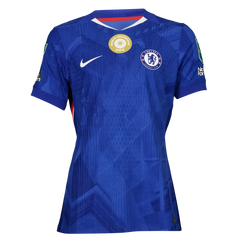 Front view of a blue Chelsea F.C. football shirt with FIFA World Champions badge.