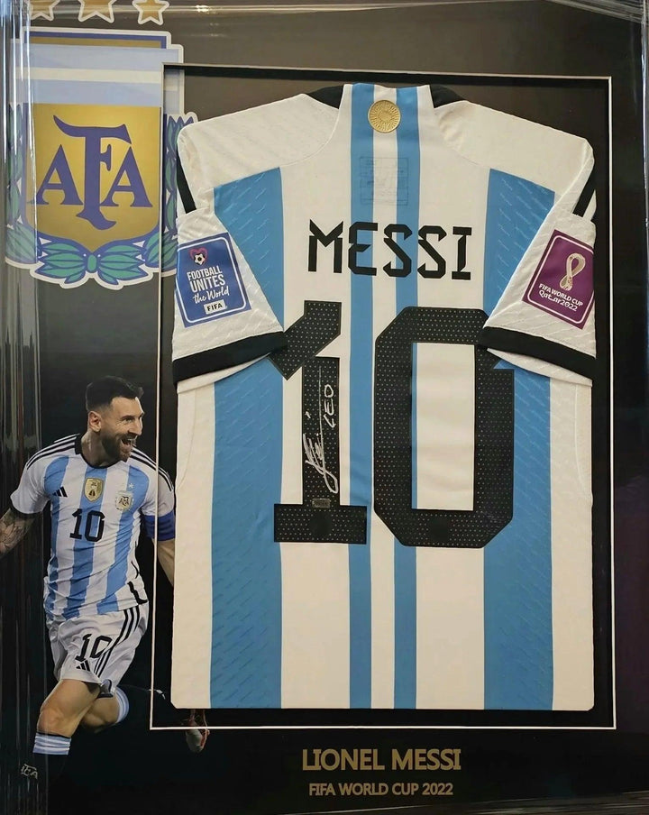 Lionel Messi 10 Argentina 2022 World Cup - Signed Home Soccer Shirt | Iconic Victory Memorabilia - Walkouts