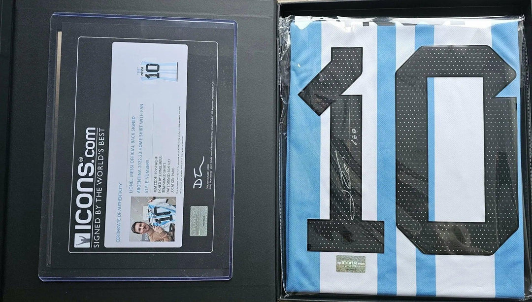 Lionel Messi 10 Argentina World Cup 2022 Home - Signed Soccer Shirt | Premium ICONS COA - Walkouts