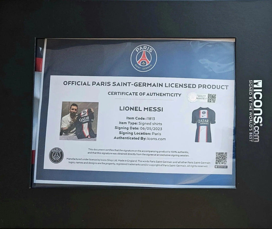 Lionel Messi PSG 2022-2023 Home - Signed Soccer Shirt | Premium ICONS COA - Walkouts