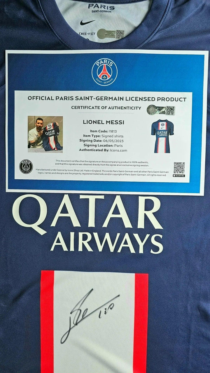 Lionel Messi PSG 2022-2023 Home - Signed Soccer Shirt | Premium ICONS COA - Walkouts