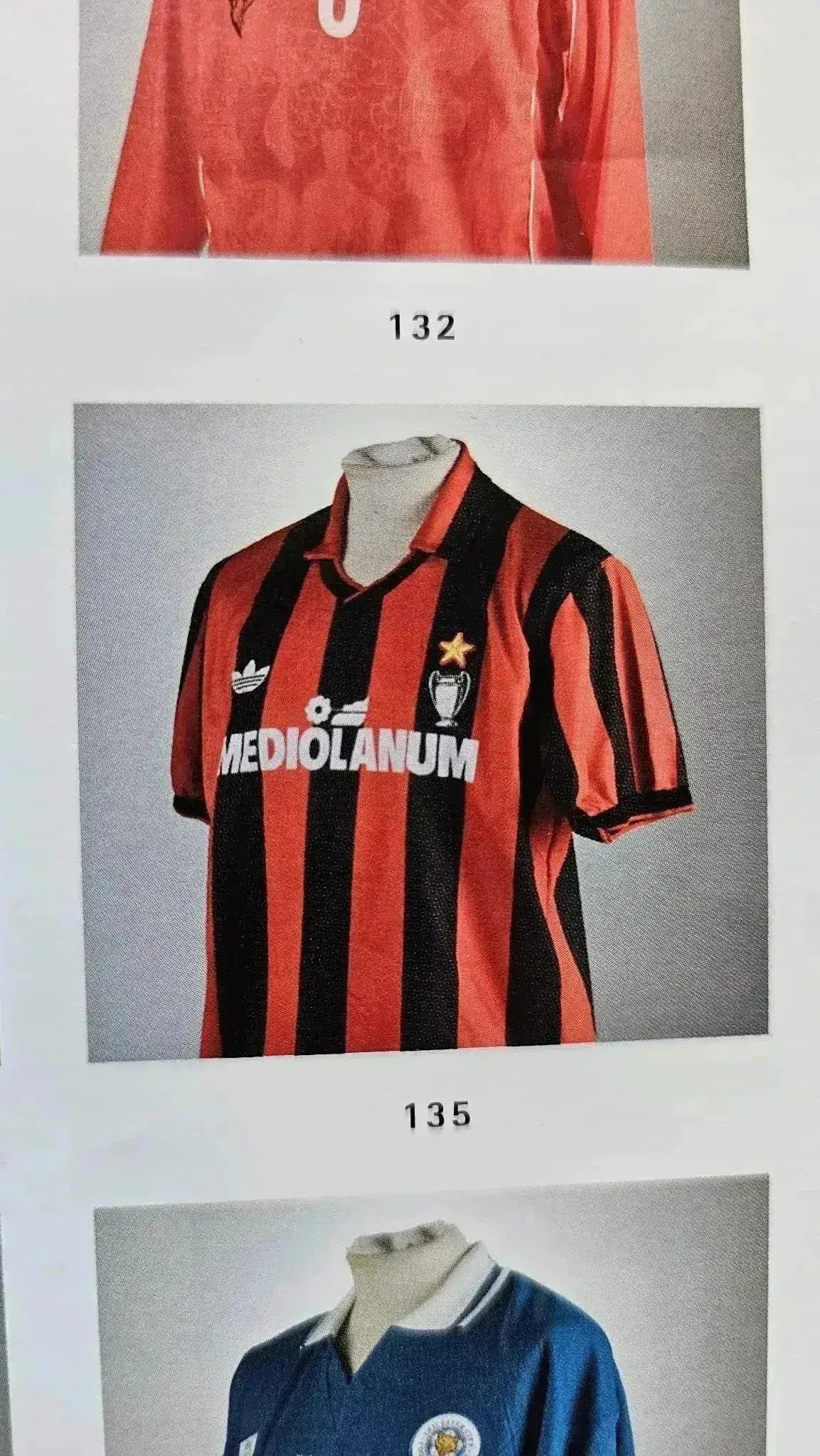 Front view of Marco van Basten 9 AC Milan football shirt featuring black and red stripes and MEDIOLANUM sponsor.
