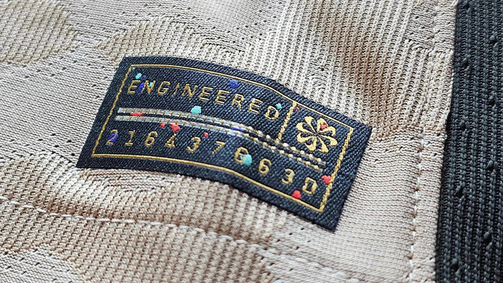 Close-up of the label showing &