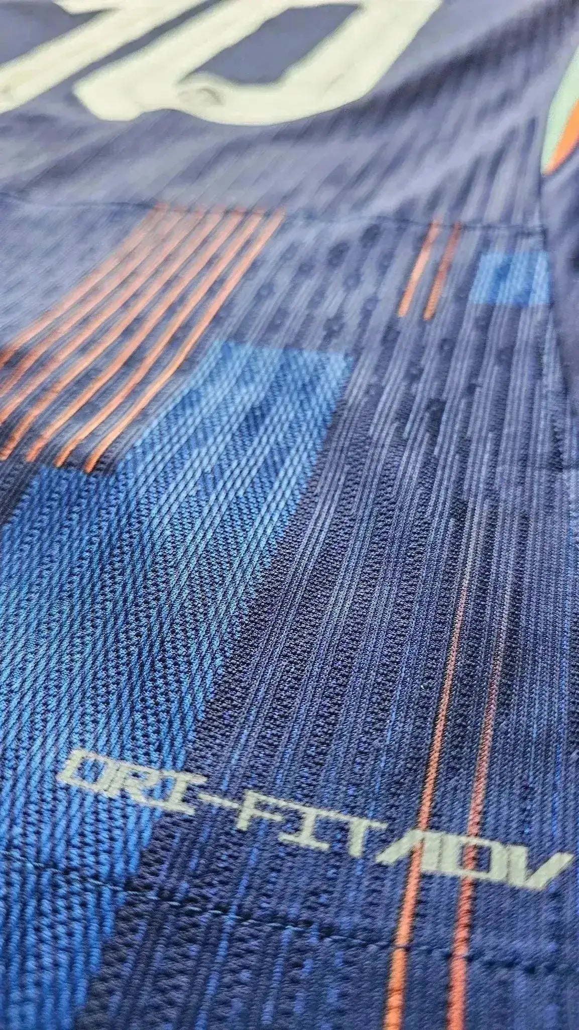 Close-up showing the 'DRI-FIT' label detail on the Memphis Depay 10 Holland Euro 2024 shirt.