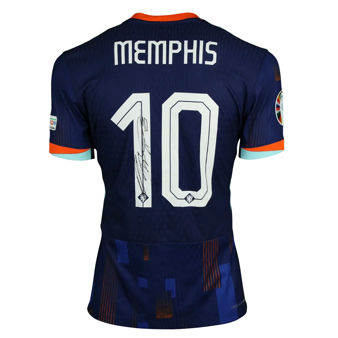 Memphis Depay 10 Holland Euro 2024 Away - Match Worn Shirt Signed | Iconic Hairband Game