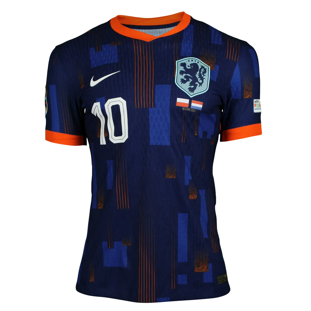 Memphis Depay 10 Holland Euro 2024 Away - Match Worn Shirt Signed | Iconic Hairband Game