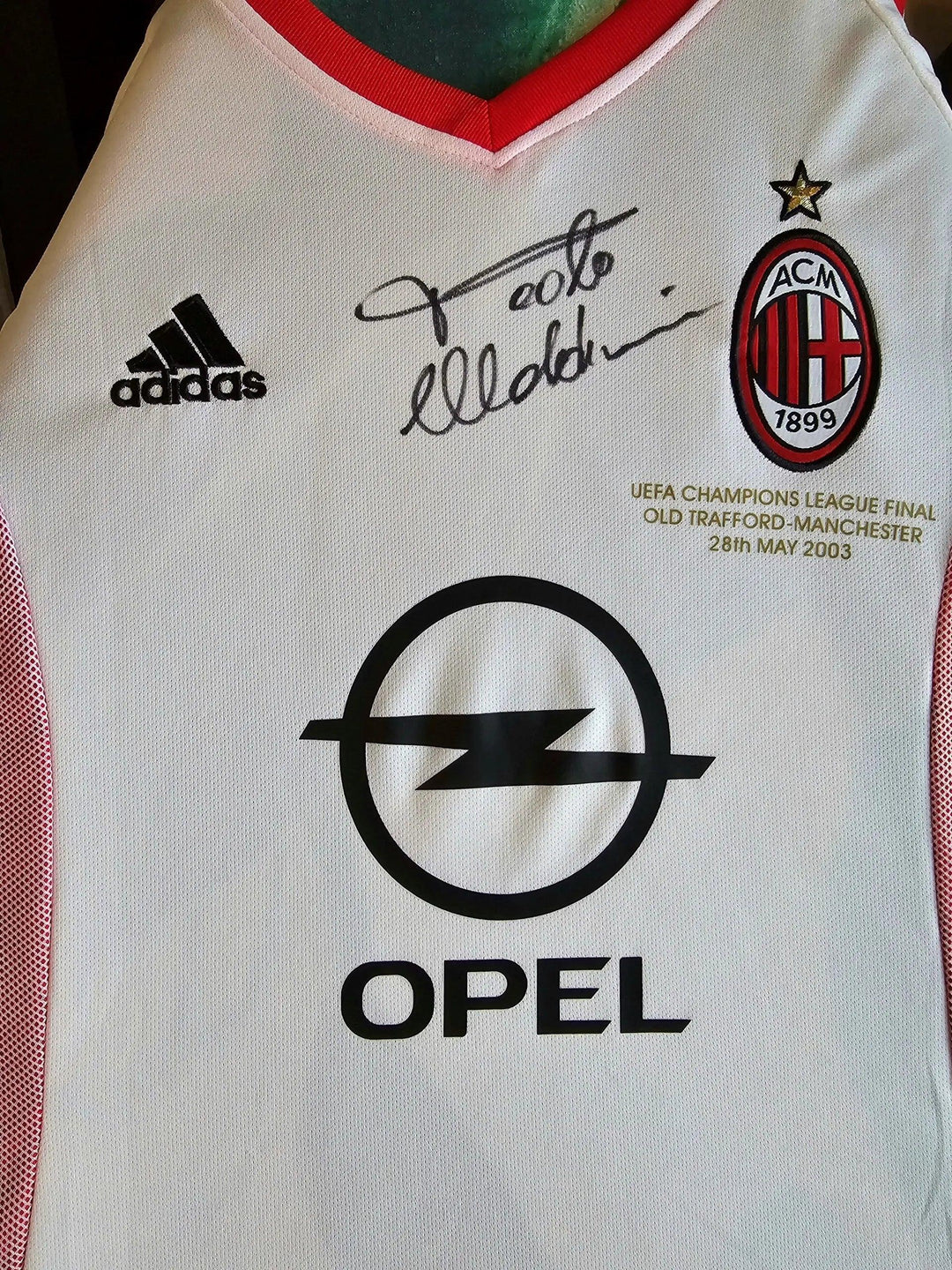 Paolo Maldini 3 AC Milan 2002-2003 Home - Signed Soccer Shirt | UEFA Champions League Final - Walkouts