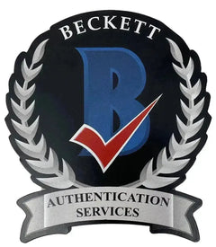 Beckett Authentication Services logo featuring a blue letter B and laurel wreath design.