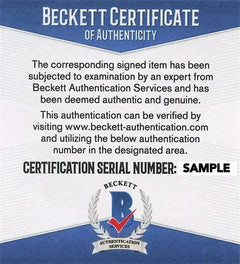 Beckett Certificate of Authenticity detailing examination and certification for the signed item.