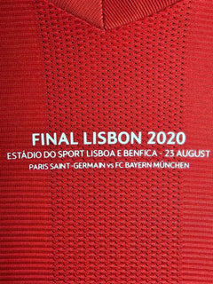 Detail featuring text: FINAL LISBON 2020, PARIS SAINT-GERMAIN vs FC BAYERN MÜNCHEN.
