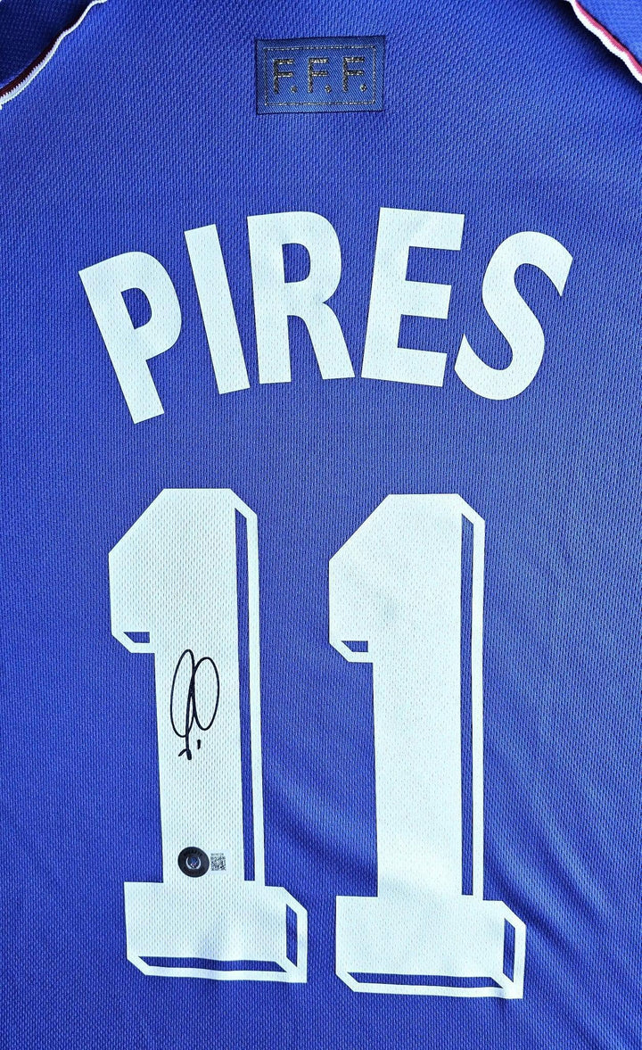 Robert Pires 7 France 1998 World Cup - Signed Soccer Shirt | World Cup Glory - Walkouts