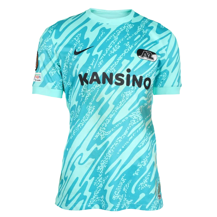 Front view of Owusu-Oduro AZ Alkmaar match worn signed football shirt with KANSINO sponsor.