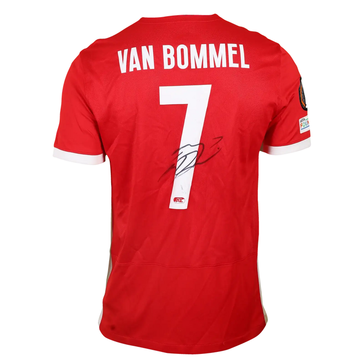 Back view showing No. 7, name 'VAN BOMMEL', and a visible signature.