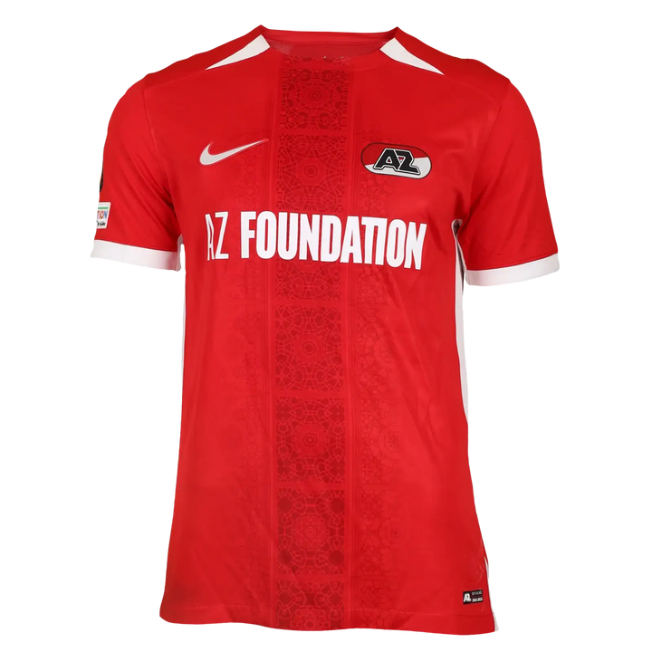 Red football shirt featuring AZ FOUNDATION logo and number 7, signed by Ruben van Bommel.