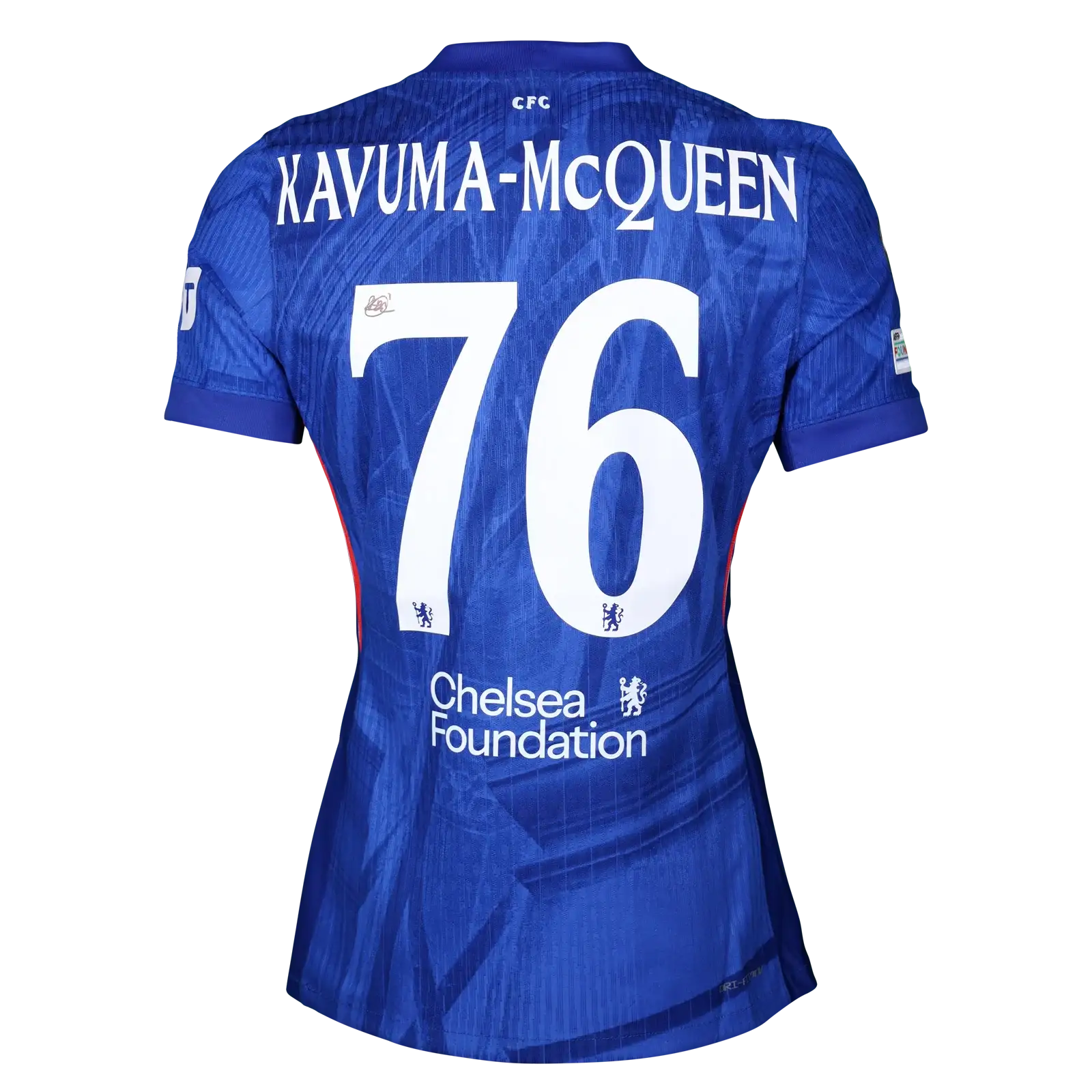 Back view showing KAVUMA-MCQUEEN, No. 76, and Chelsea Foundation text.
