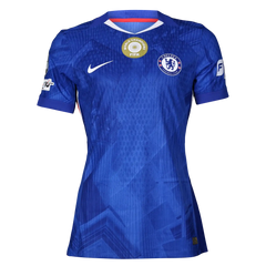 Front view of blue Chelsea F.C. football shirt with FIFA World Champions badge.