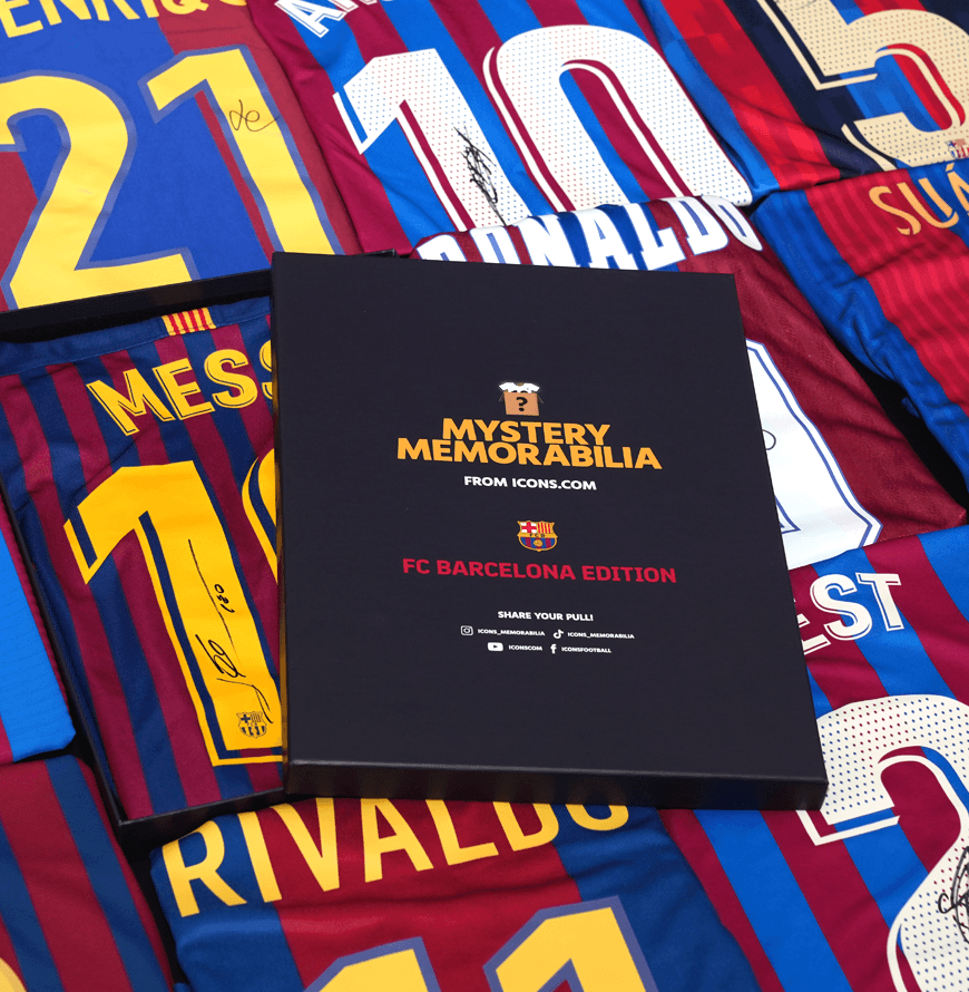 Barcelona Mystery Boxes - Signed Soccer Jerseys | ICONS.COM Sealed