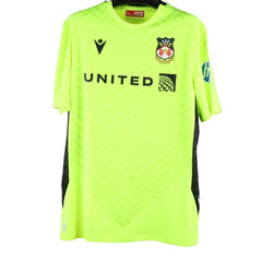 Front view showing Wrexham A.F.C. crest, 'UNITED' wordmark, and vibrant yellow-green color.